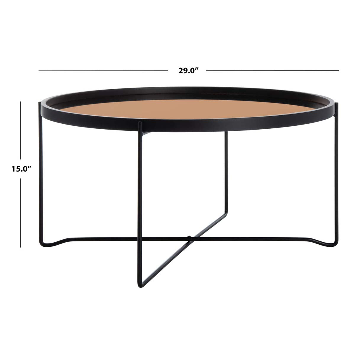 Safavieh Ruby Round Tray Top Coffee Table , COF4205 - Rose Gold/Black