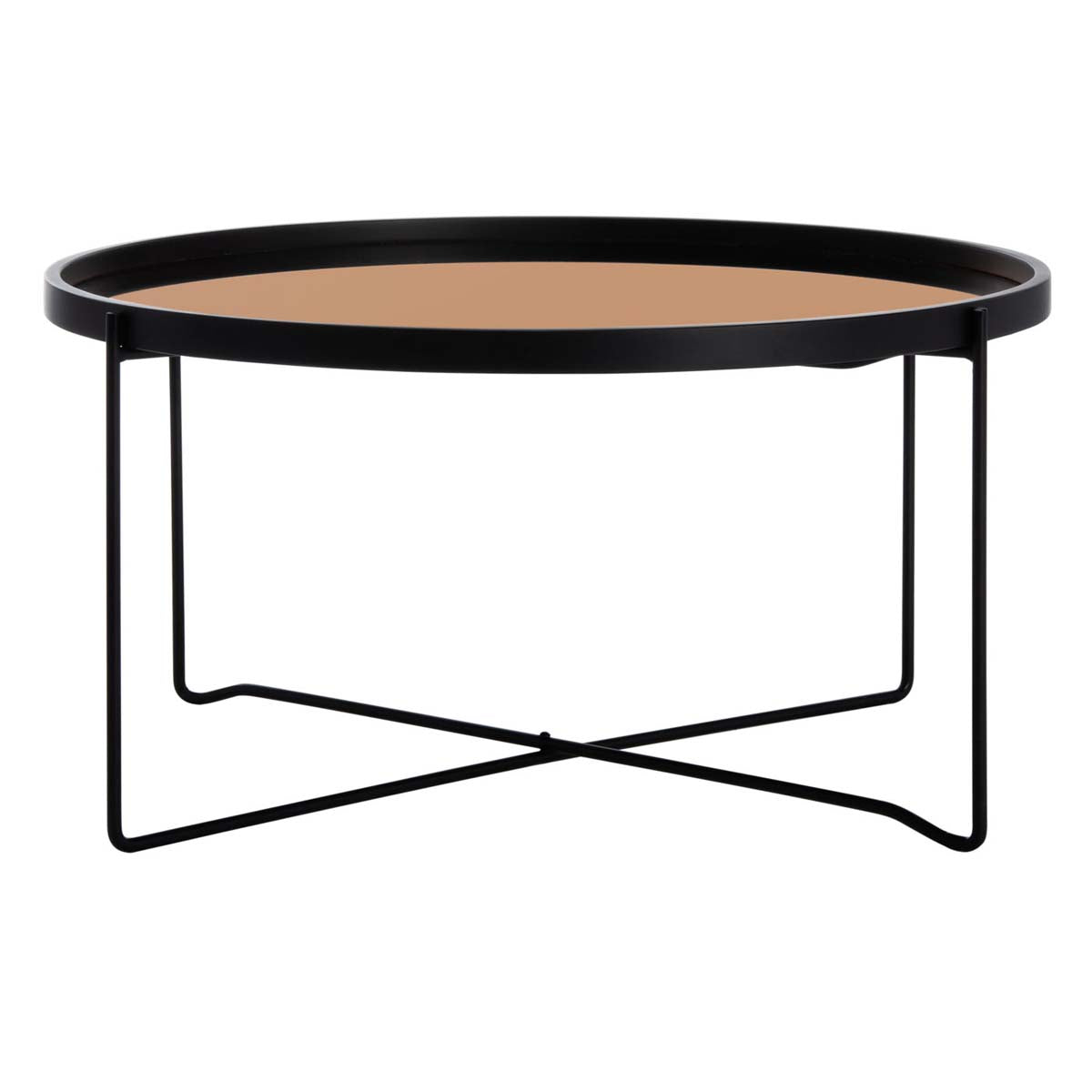 Safavieh Ruby Round Tray Top Coffee Table , COF4205 - Rose Gold/Black
