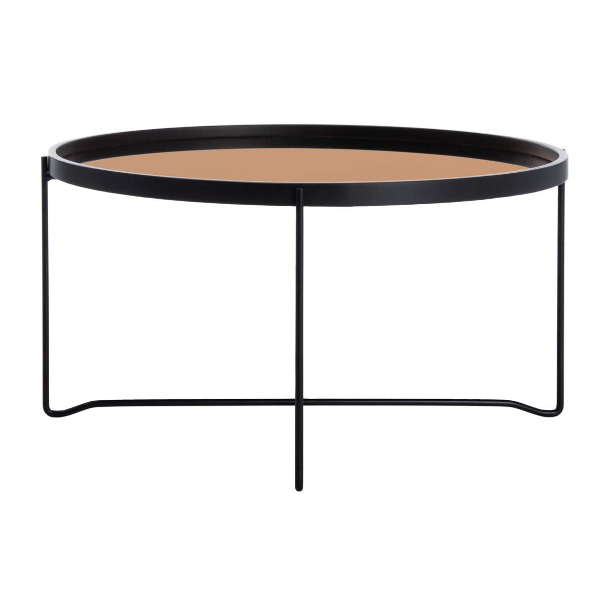 Safavieh Ruby Round Tray Top Coffee Table , COF4205 - Rose Gold/Black