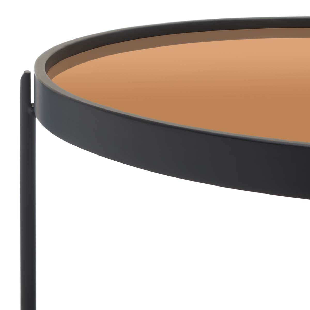 Safavieh Emmerich Mirrored Coffee Table , COF4218 - Rose Gold Top /Matte Black Legs
