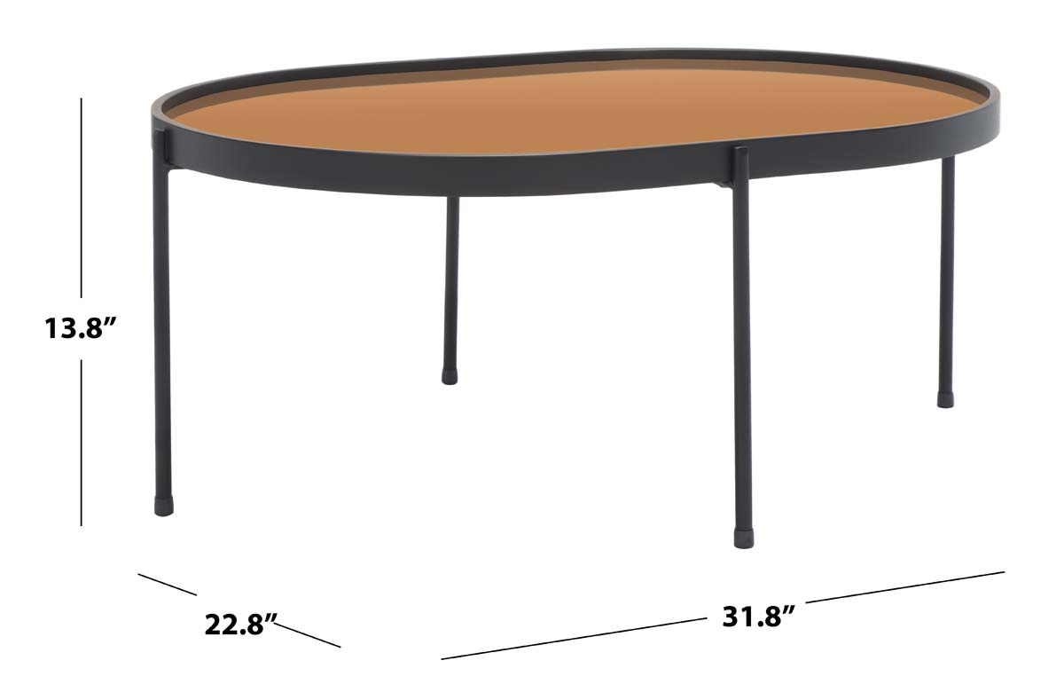 Safavieh Emmerich Mirrored Coffee Table , COF4218 - Rose Gold Top /Matte Black Legs