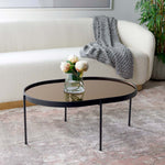 Safavieh Emmerich Mirrored Coffee Table , COF4218 - Rose Gold Top /Matte Black Legs
