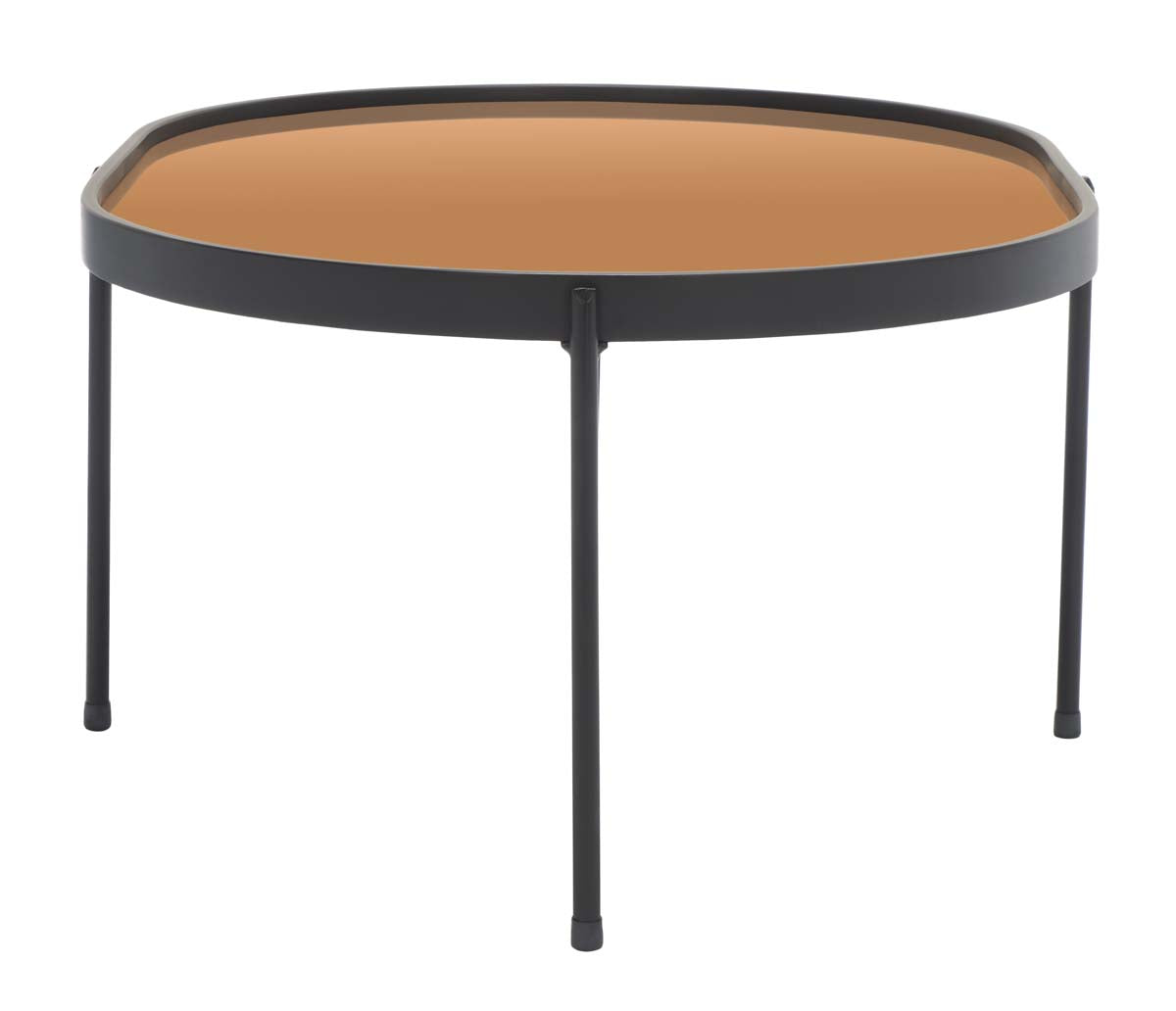 Safavieh Emmerich Mirrored Coffee Table , COF4218 - Rose Gold Top /Matte Black Legs