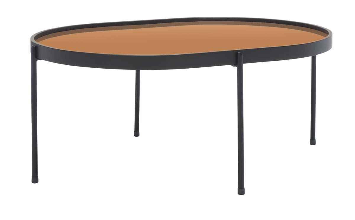 Safavieh Emmerich Mirrored Coffee Table , COF4218 - Rose Gold Top /Matte Black Legs