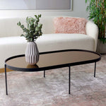 Safavieh Emmerick Mirrored Coffee Table , COF4219 - Rose Gold Top /Matte Black Legs