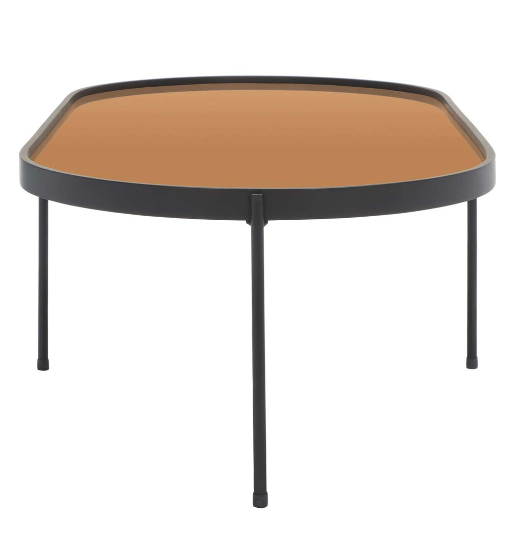 Safavieh Emmerick Mirrored Coffee Table , COF4219 - Rose Gold Top /Matte Black Legs