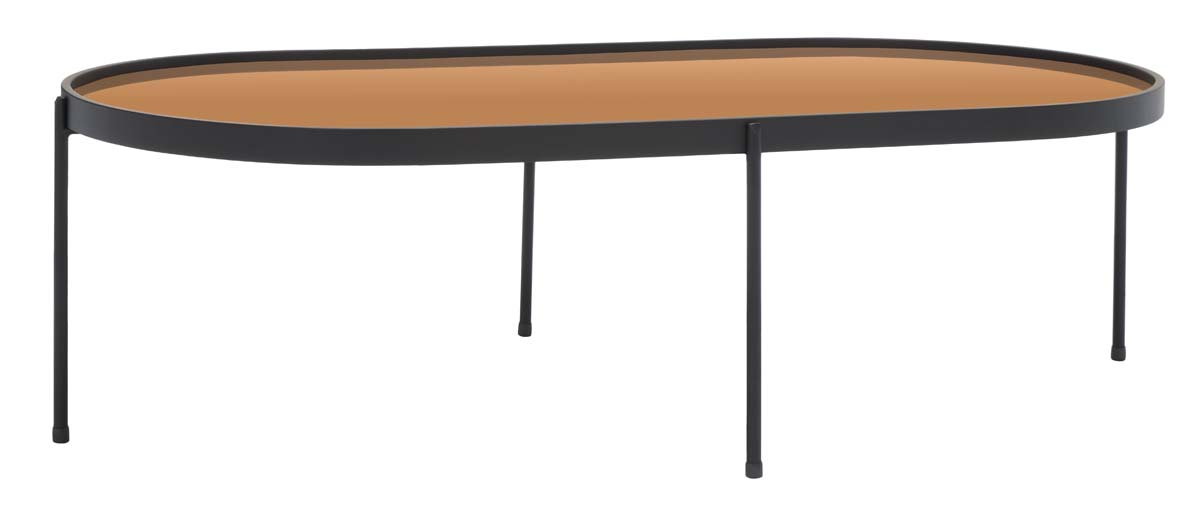 Safavieh Emmerick Mirrored Coffee Table , COF4219 - Rose Gold Top /Matte Black Legs