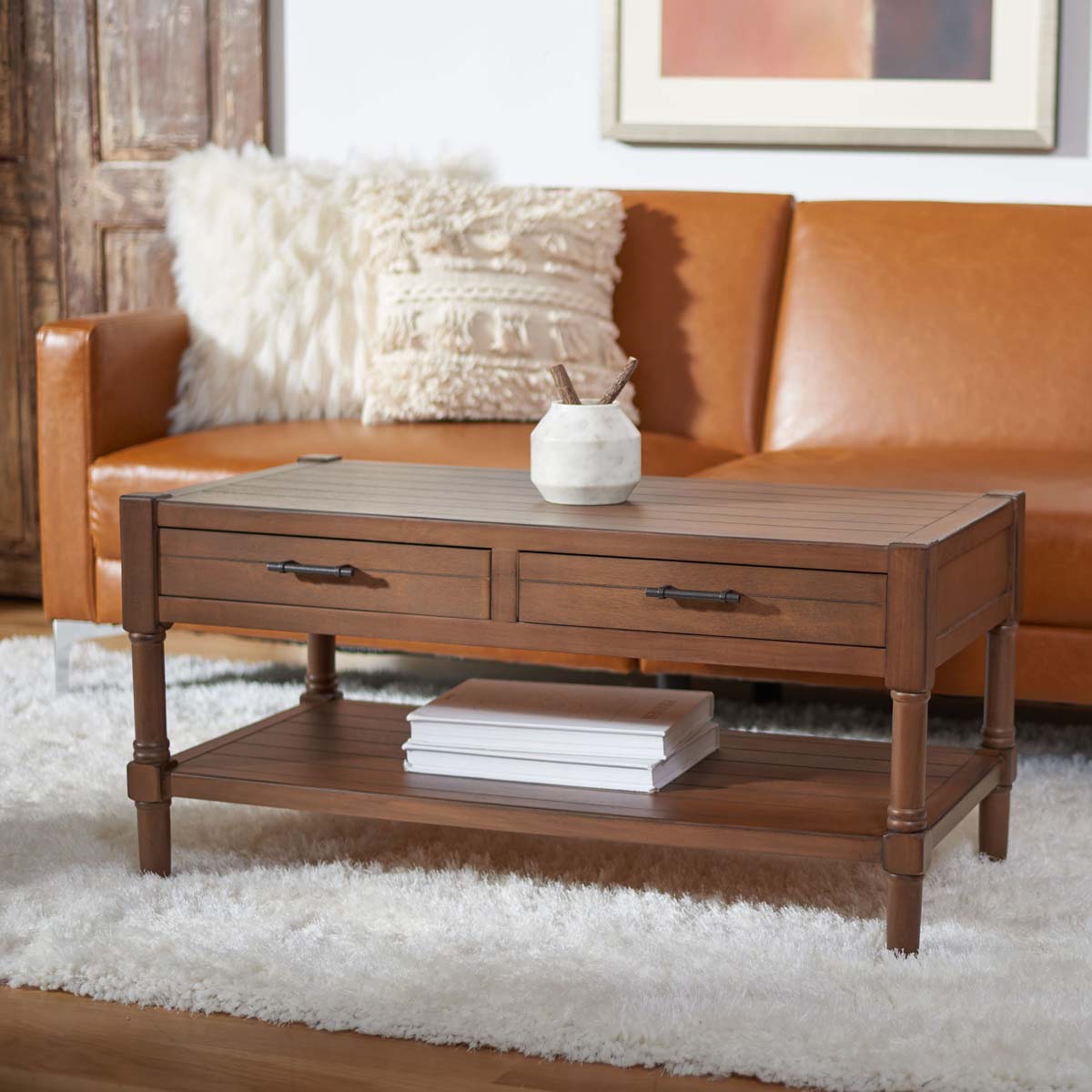 Safavieh Filbert 2 Drawer Coffee Table , COF5703 - Brown