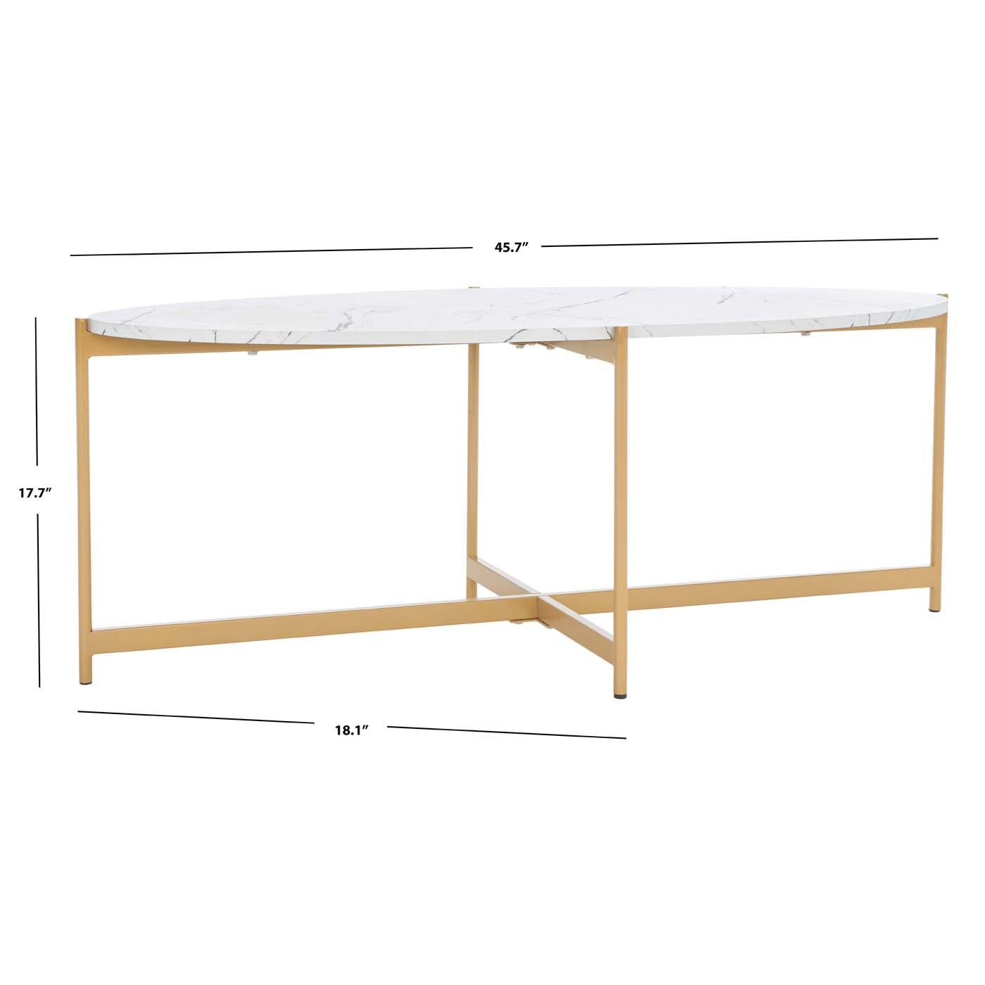 Safavieh Taliyah Oval Coffee Table , COF5803 - White Marble / Gold
