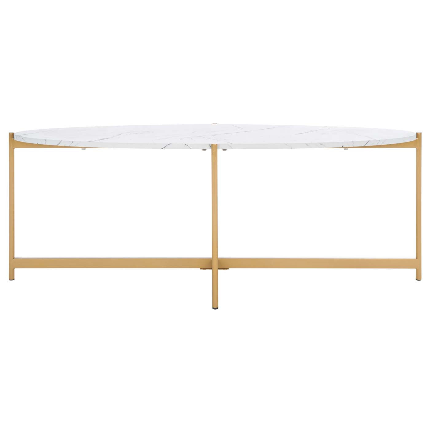 Safavieh Taliyah Oval Coffee Table , COF5803 - White Marble / Gold