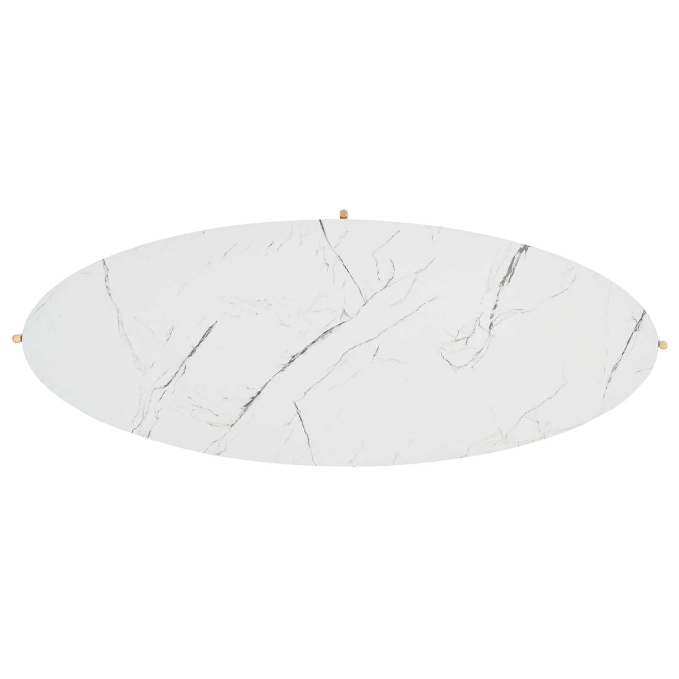 Safavieh Taliyah Oval Coffee Table , COF5803 - White Marble / Gold