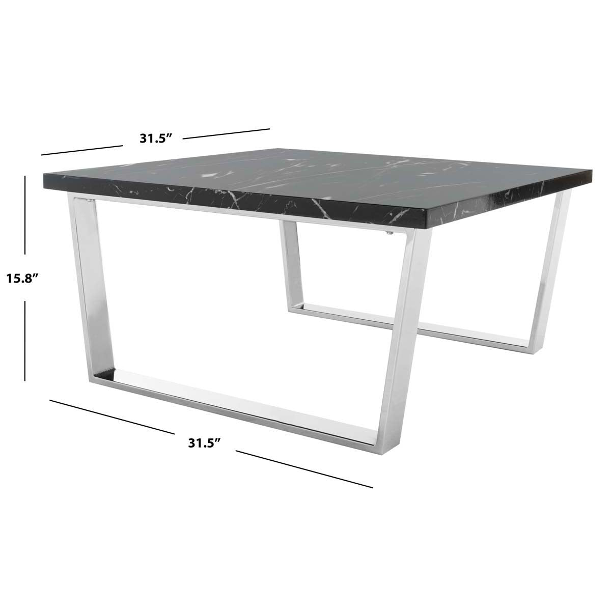 Safavieh Carmen Square Coffee Table , COF6201 - Black Marble Veneer/Chrome Leg