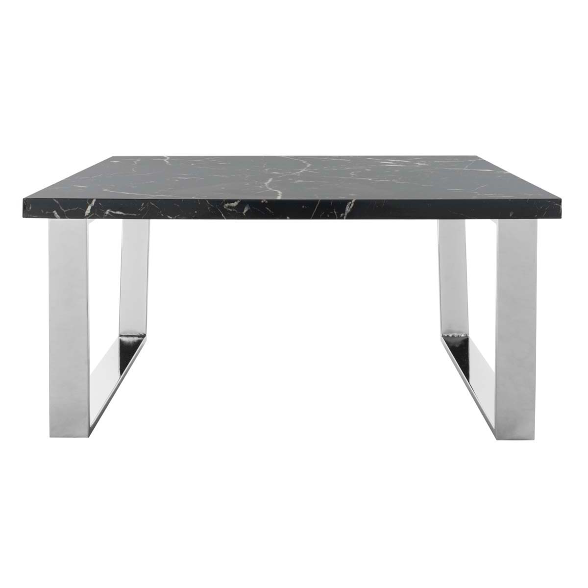 Safavieh Carmen Square Coffee Table , COF6201 - Black Marble Veneer/Chrome Leg