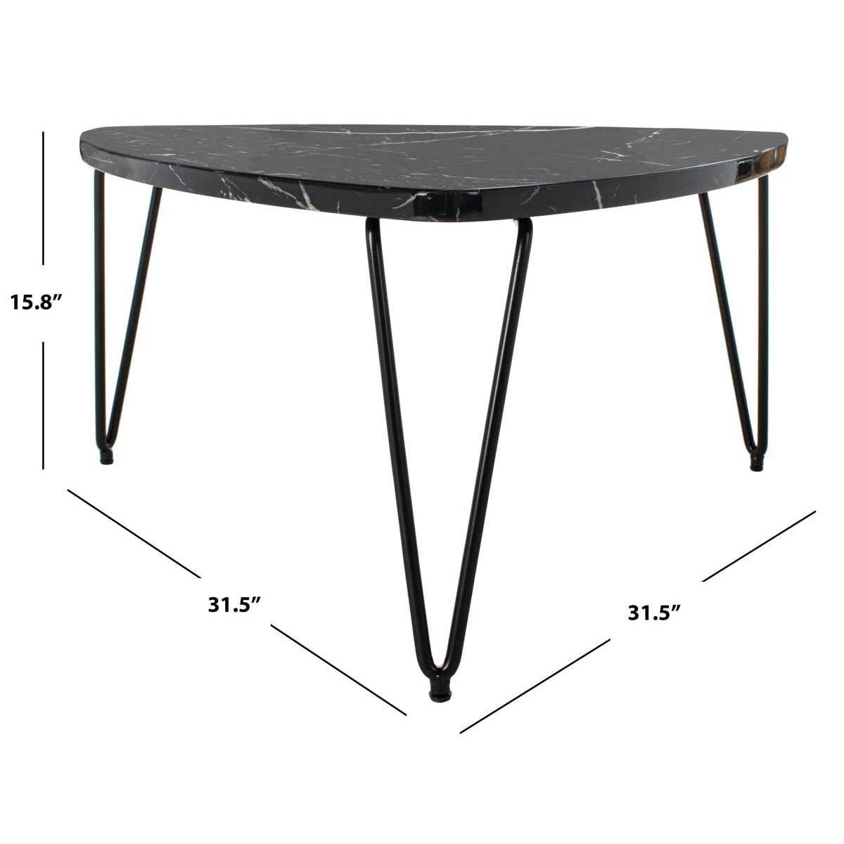 Safavieh Jacky Triangle Coffee Table , COF6202 - Black Marble Veneer/Black Metal