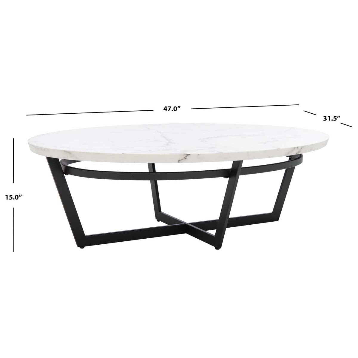Safavieh Placido Oval Coffee Table , COF6206 - White Marble / Black
