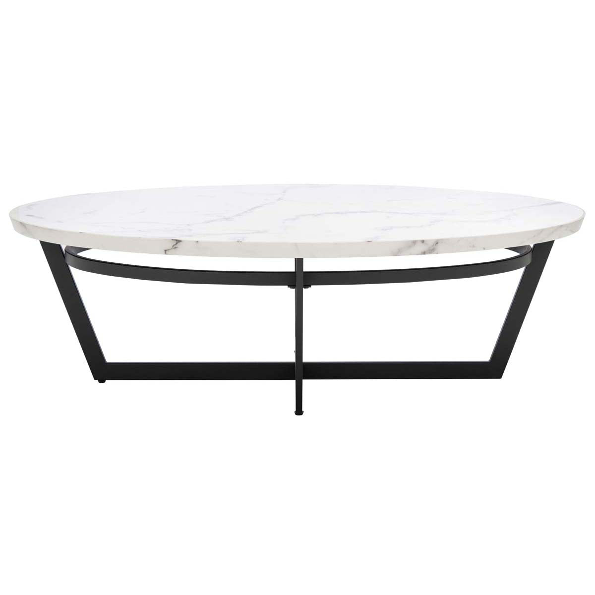Safavieh Placido Oval Coffee Table , COF6206 - White Marble / Black