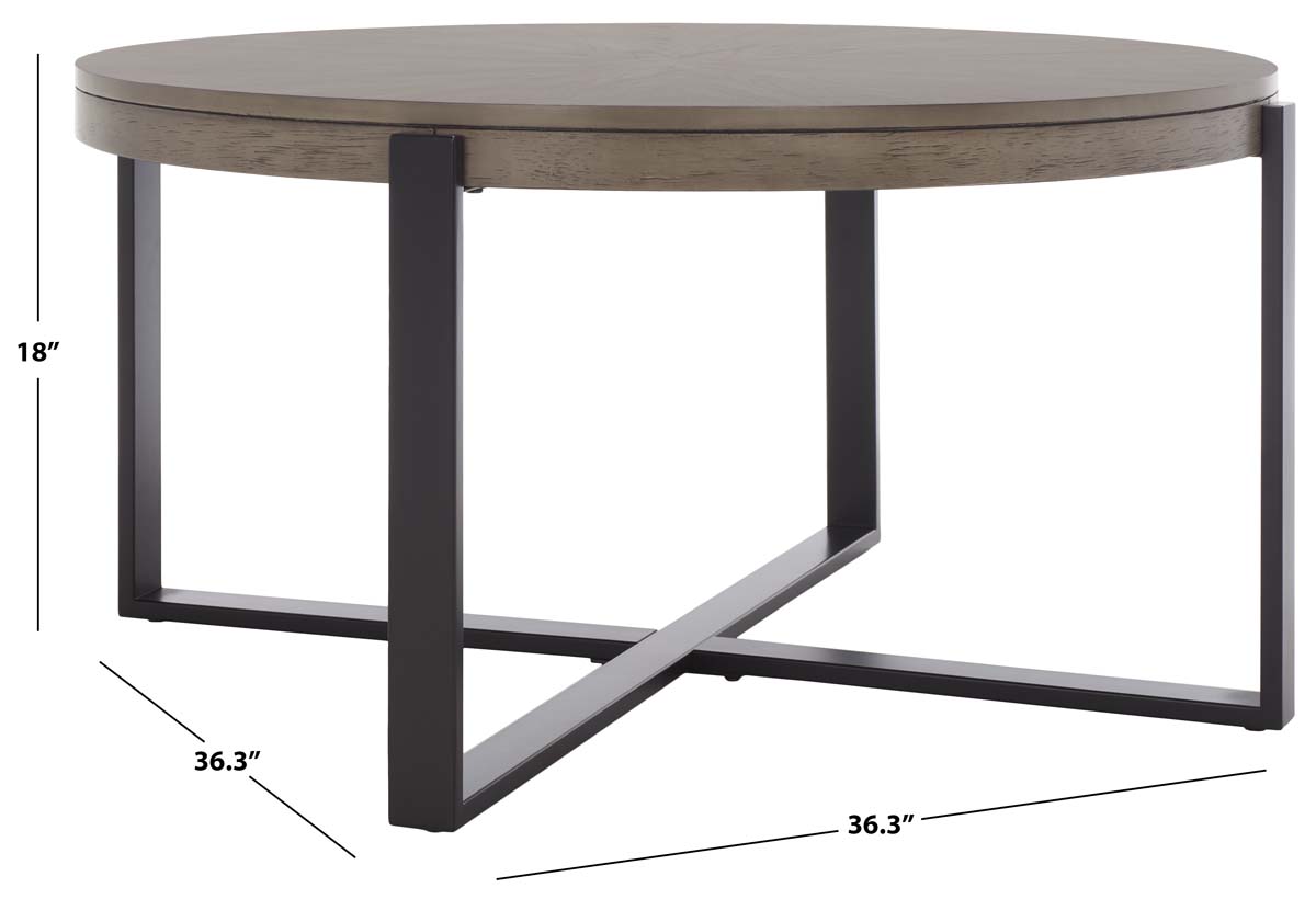 Safavieh Navya Round Coffee Table , COF6207 - Light Grey Top / Black Legs