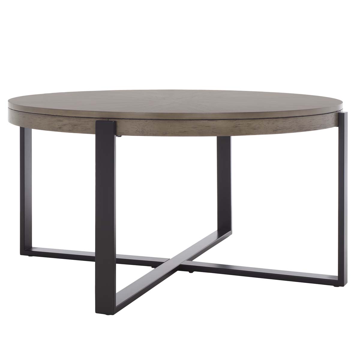 Safavieh Navya Round Coffee Table , COF6207 - Light Grey Top / Black Legs
