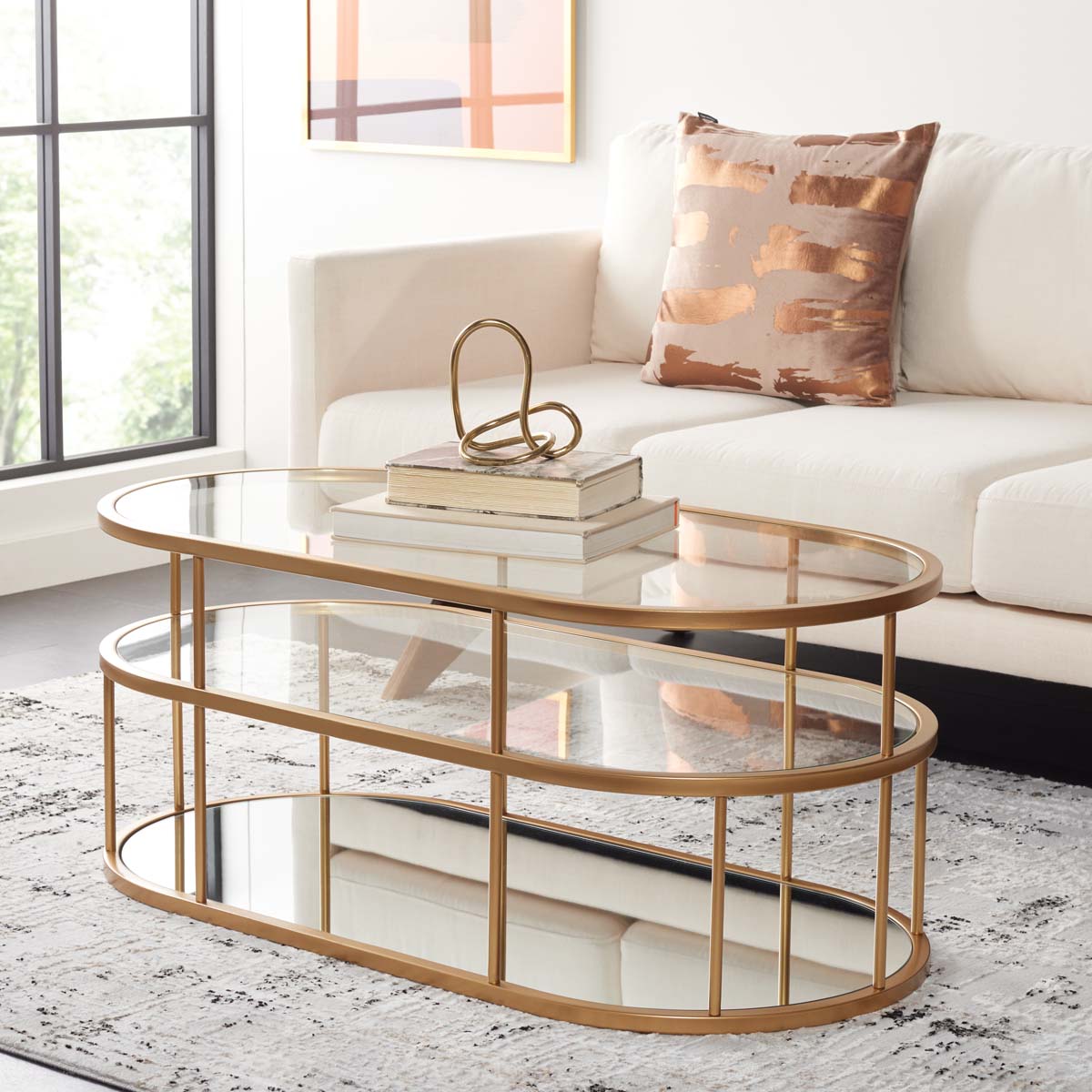 Safavieh Layta 3 Shelf Coffee Table , COF6402 - Gold/Glass