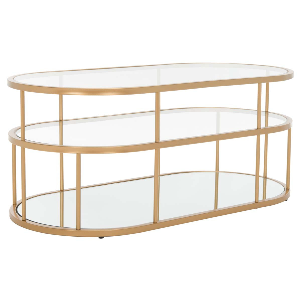 Safavieh Layta 3 Shelf Coffee Table , COF6402 - Gold/Glass