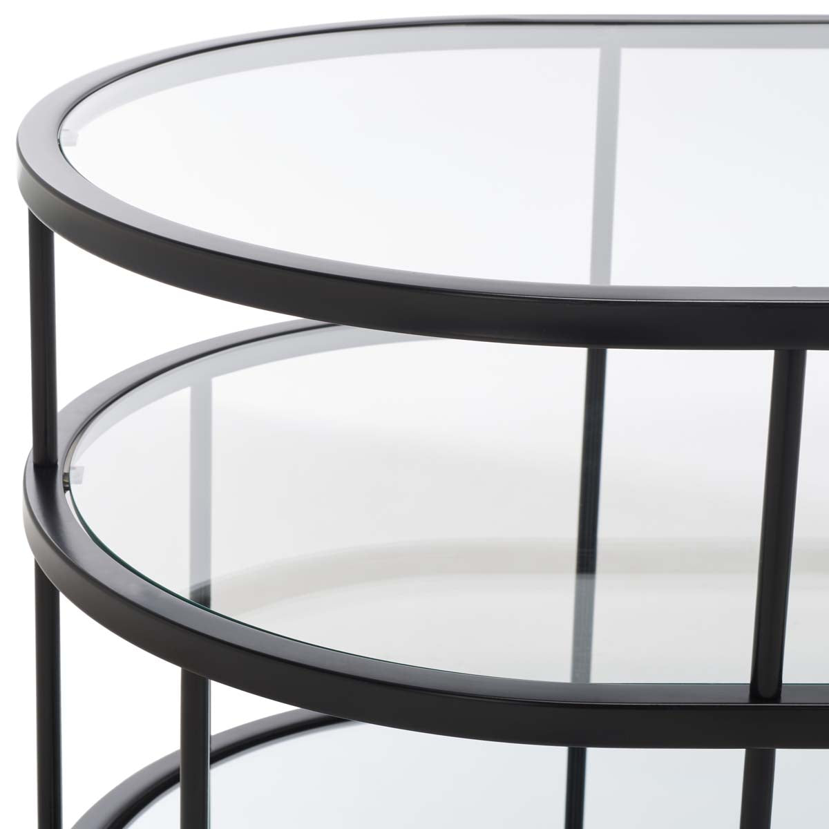Safavieh Layta 3 Shelf Coffee Table , COF6402 - Matte Black/Glass