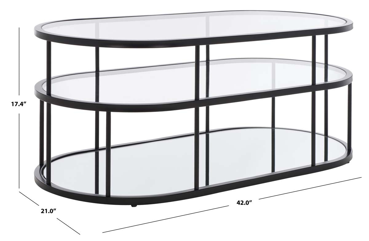 Safavieh Layta 3 Shelf Coffee Table , COF6402 - Matte Black/Glass