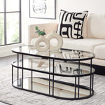 Safavieh Layta 3 Shelf Coffee Table , COF6402 - Matte Black/Glass