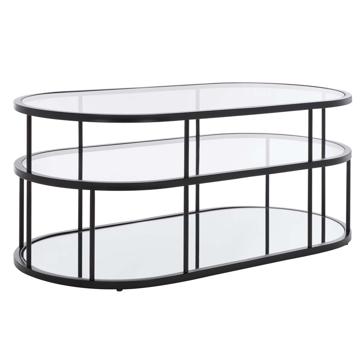 Safavieh Layta 3 Shelf Coffee Table , COF6402 - Matte Black/Glass