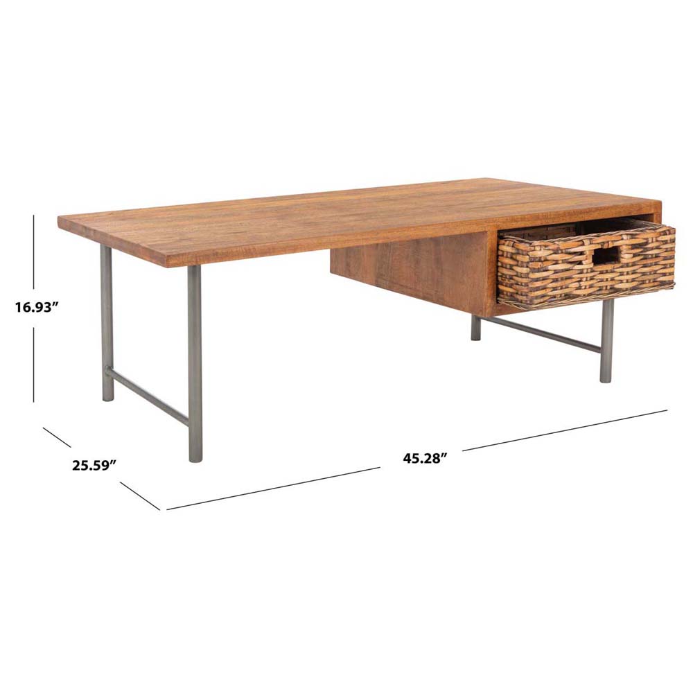 Safavieh Allester 1 Rattan Drawer Coffee Table , COF6504 - Brown/Black