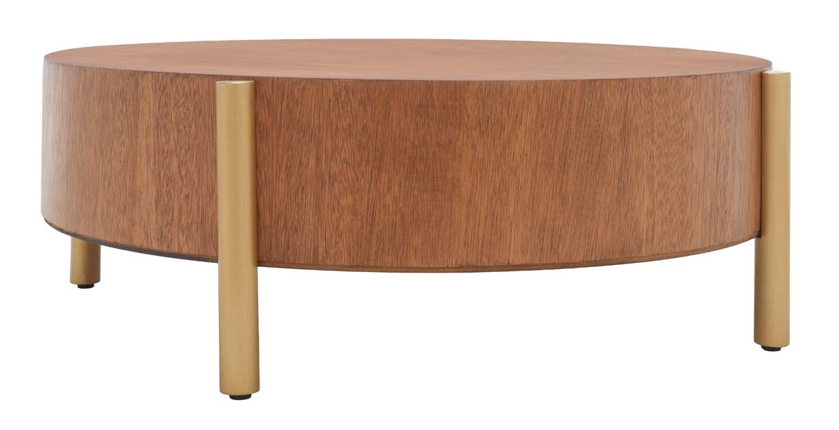 Safavieh Diangela Round Coffee Table , COF6605 - Natural / Gold