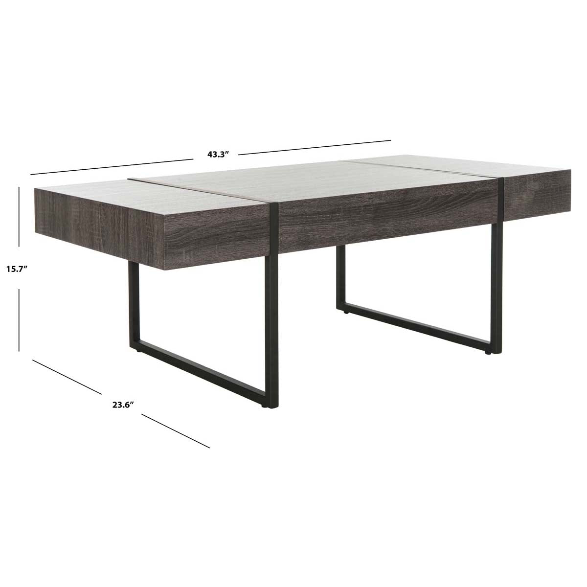 Safavieh Tristan Rectangular Modern Coffee Table , COF7000 - Black / Black Metal Legs