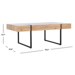 Safavieh Tristan Rectangular Modern Coffee Table, COF7000 - Natural / Black Metal Legs