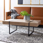 Safavieh Tristan Rectangular Modern Coffee Table, COF7000 - Natural / Black Metal Legs