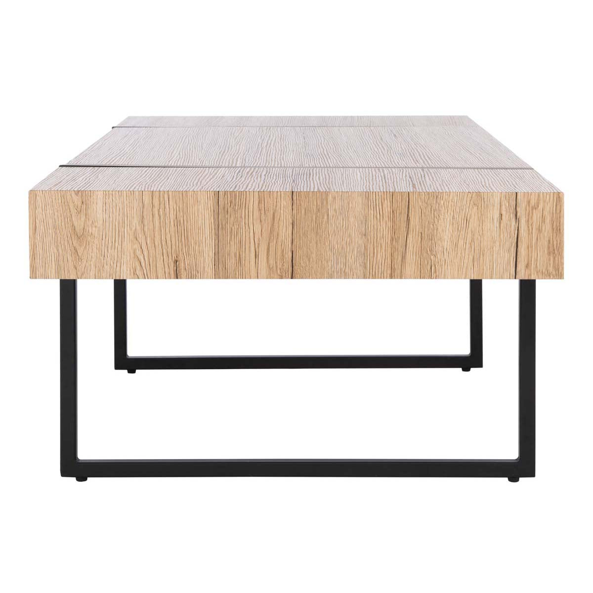 Safavieh Tristan Rectangular Modern Coffee Table, COF7000 - Natural / Black Metal Legs