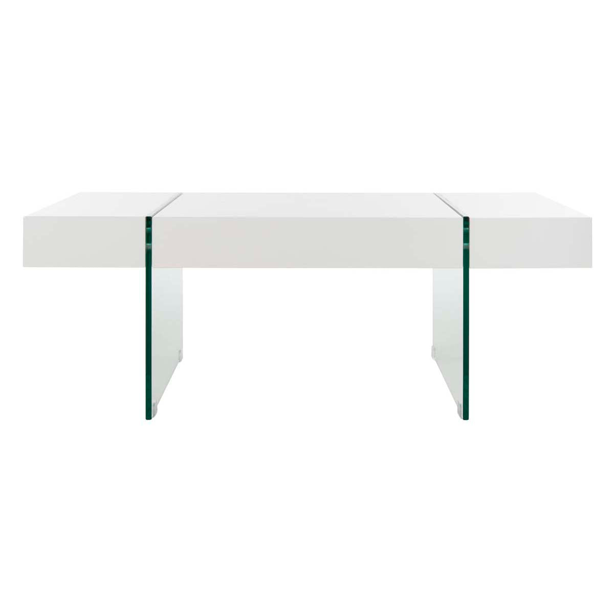 Safavieh Jacob Rectangular Glass Leg Modern Coffee Table , COF7001 - White / Glass