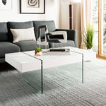 Safavieh Jacob Rectangular Glass Leg Modern Coffee Table , COF7001 - White / Glass