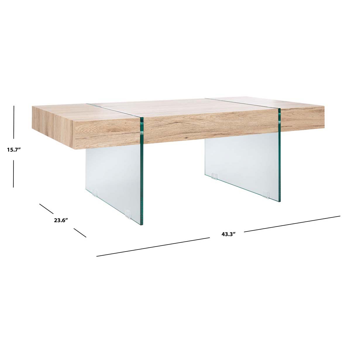 Safavieh Jacob Rectangular Glass Leg Modern Coffee Table, COF7001 - Natural / Glass