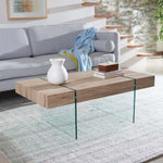 Safavieh Jacob Rectangular Glass Leg Modern Coffee Table, COF7001 - Natural / Glass