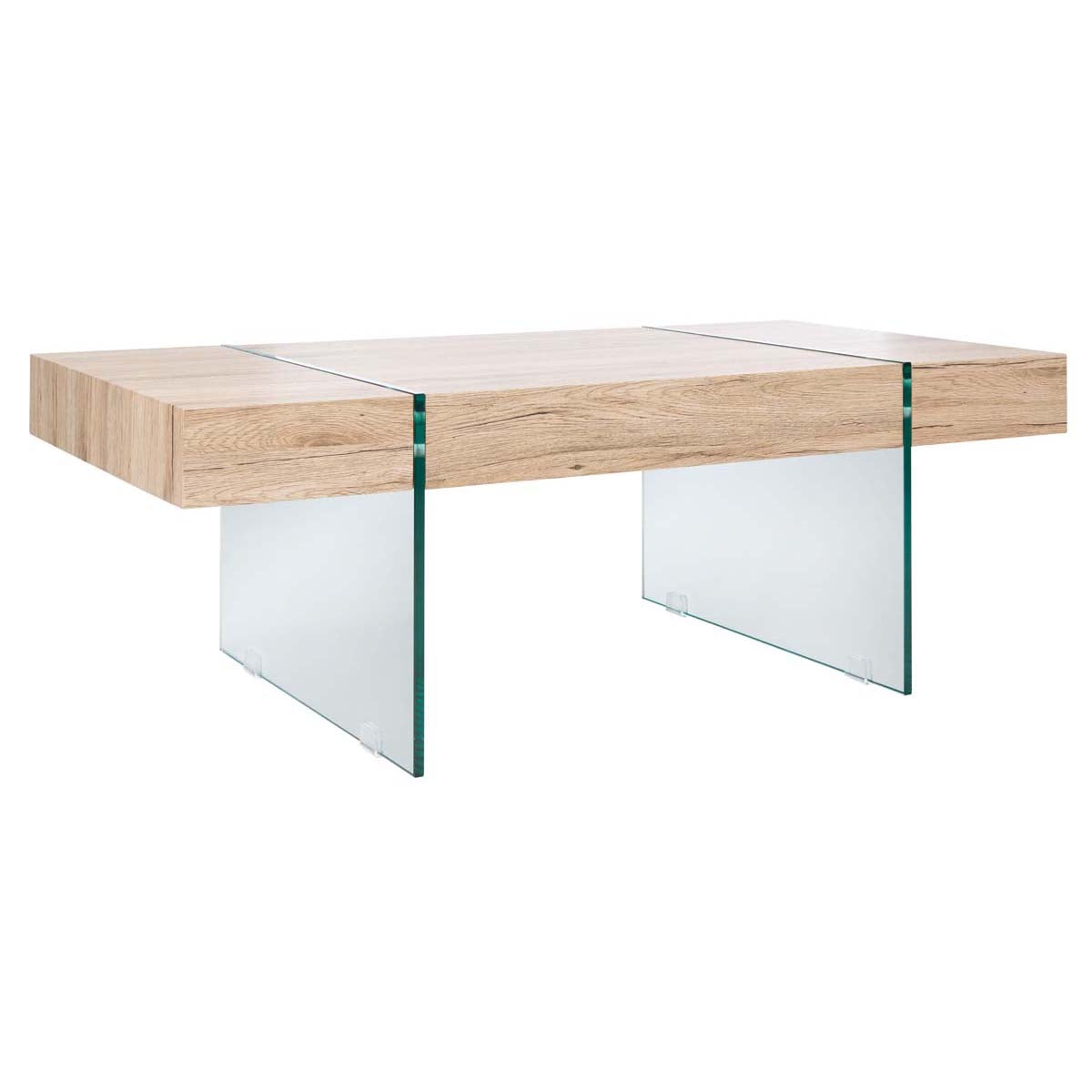Safavieh Jacob Rectangular Glass Leg Modern Coffee Table, COF7001 - Natural / Glass