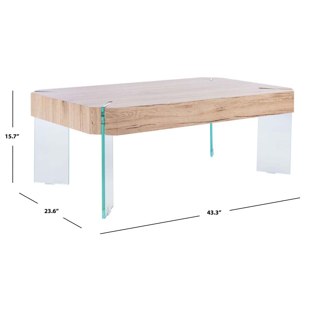 Safavieh Katelyn Rectangular Contemporary Glass Leg Coffee Table, COF7002 - Natural / Glass