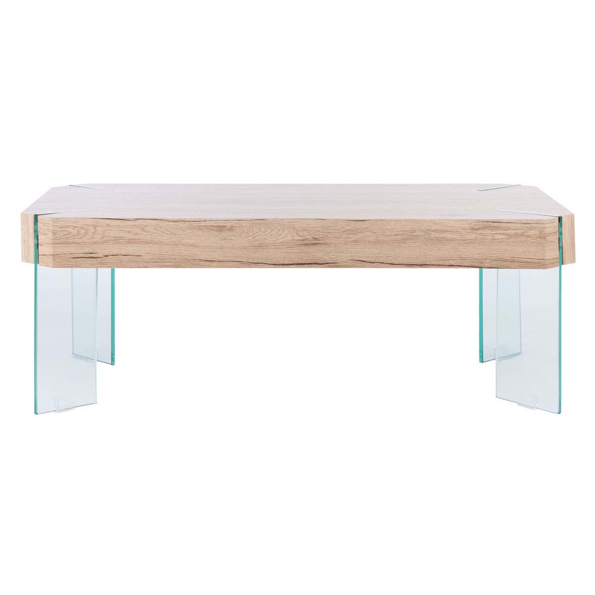 Safavieh Katelyn Rectangular Contemporary Glass Leg Coffee Table, COF7002 - Natural / Glass