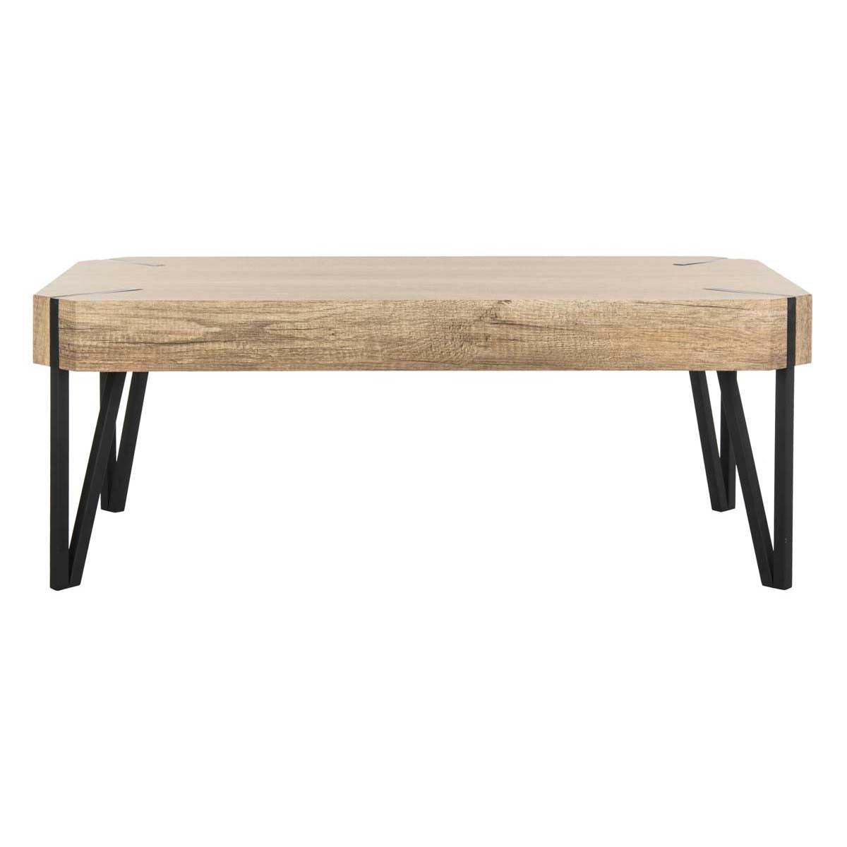 Safavieh Liann Rustic Midcentury Wood Top Coffee Table , COF7003 - Multi Brown / Black
