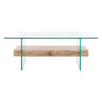 safavieh kayley glass coffee table, cof7004 - Glass / Natural Wood Rack