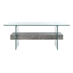 safavieh kayley glass coffee table, cof7004 - Glass / Black Oak Wood Shelf