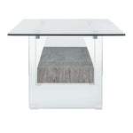 safavieh kayley glass coffee table, cof7004 - Glass / Black Oak Wood Shelf