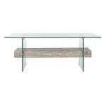 safavieh kayley glass coffee table, cof7004 - Glass / Grey Oak Wood Shelf