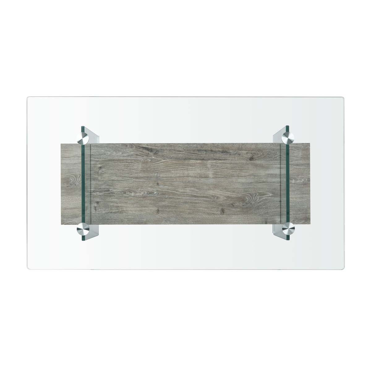 safavieh kayley glass coffee table, cof7004 - Glass / Grey Oak Wood Shelf