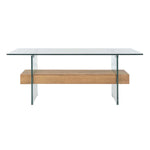 safavieh kayley glass coffee table, cof7004 - Glass / Natural Brown Wood Shelf
