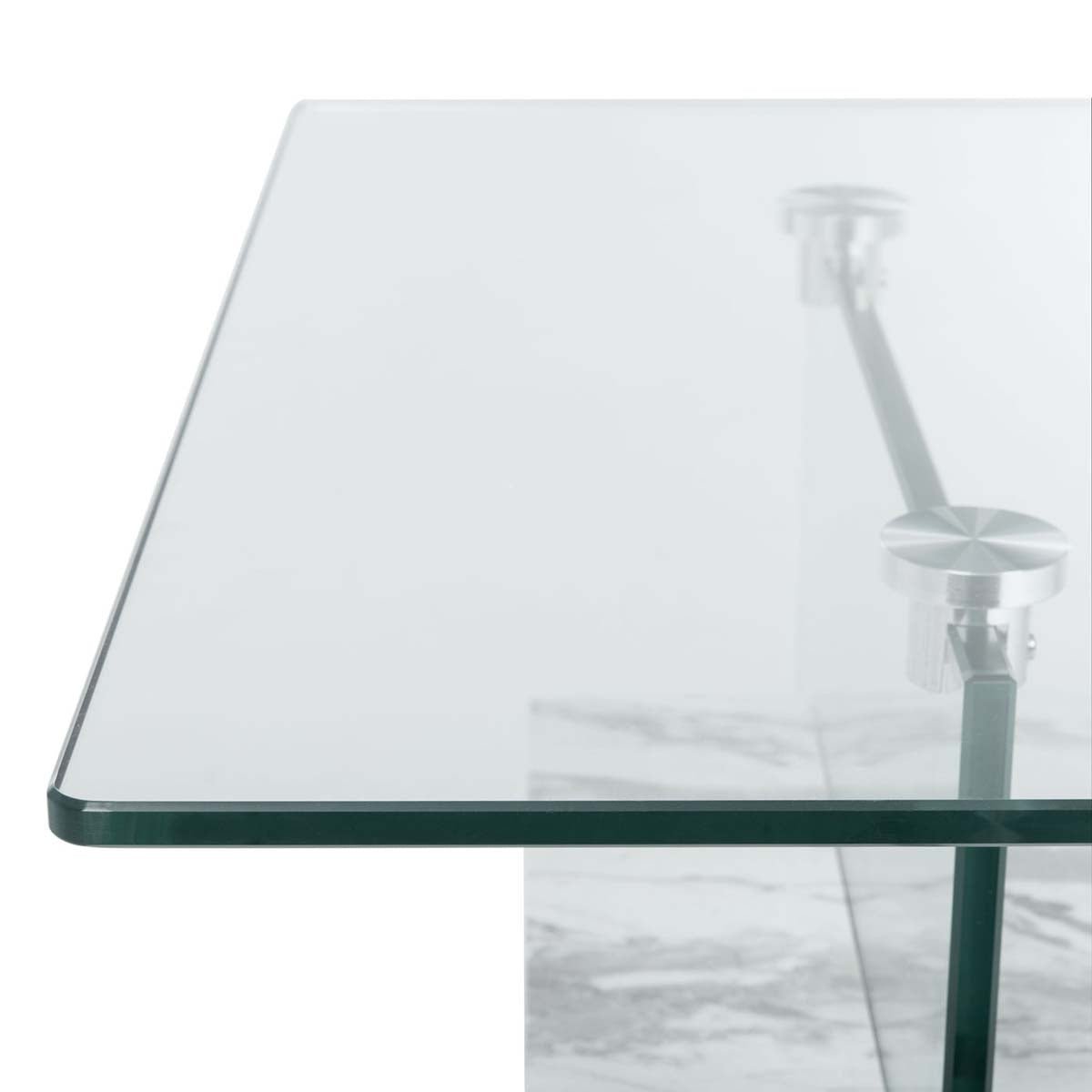 safavieh kayley glass coffee table, cof7004 - Glass / Faux White Marble