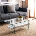 safavieh kayley glass coffee table, cof7004 - Glass / Faux White Marble